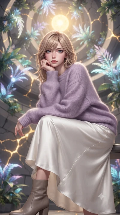 score_9, masterpiece, best quality, ultra-detailed, high-budget anime keyframe, editorial fashion photography, tasteful artistic composition, Japanese woman. close-up cowboy shot from the waist and thighs up, the character dominates the composition, 