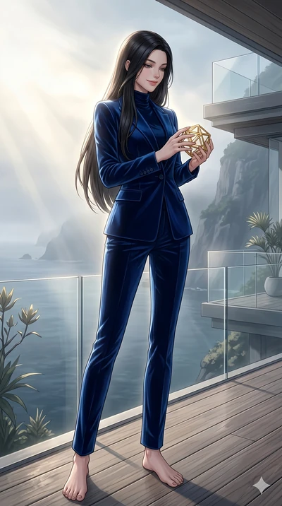 score_9, masterpiece, best quality, ultra-detailed, high-budget anime keyframe, editorial fashion photography, tasteful artistic composition, Korean woman. low angle full-body shot from head to toe showing her feet, filling the entire 9:16 vertical f
