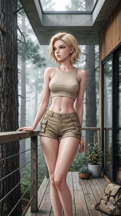 score_9, masterpiece, best quality, ultra-detailed, high-budget anime keyframe, editorial fashion photography, tasteful artistic composition, Caucasian woman, strictly human ears. cowboy shot from the thighs up, character and outfit filling the frame