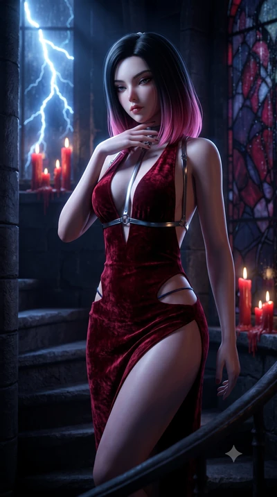 score_9, masterpiece, best quality, ultra-detailed, high-budget anime keyframe, semi-realistic 3D game render, editorial fashion photography, tasteful artistic composition, Korean woman. close-up cowboy shot from the waist and thighs up, the characte