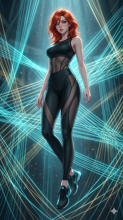 score_9, masterpiece, best quality, ultra-detailed, high-budget anime keyframe, Korean woman. low angle full-body shot filling the entire 9:16 frame with her statuesque presence, stretching the vertical silhouette. floating suspended in an ethereal l
