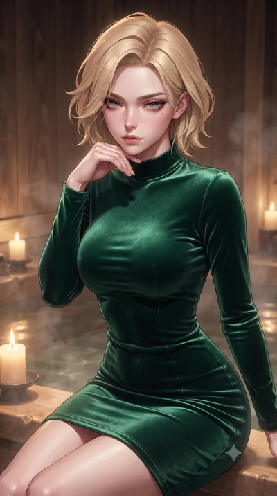 score_9, masterpiece, best quality, ultra-detailed, high-budget anime keyframe, editorial fashion photography, tasteful artistic composition, Caucasian woman. close-up cowboy shot from the waist and thighs up, the character dominates the composition,
