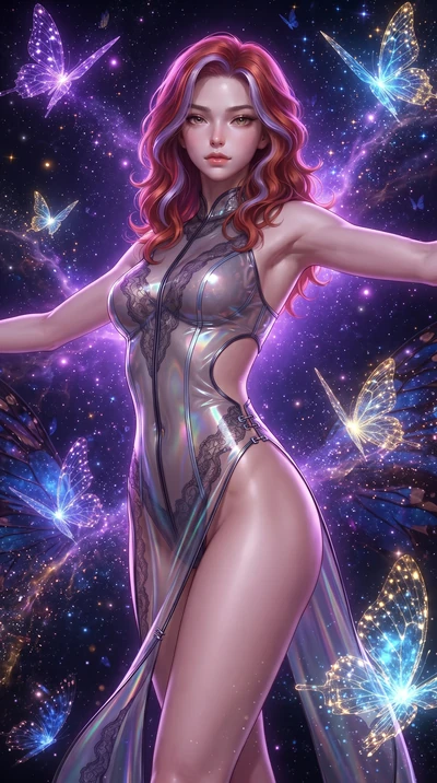 score_9, masterpiece, best quality, ultra-detailed, high-budget anime keyframe, editorial fashion photography, tasteful artistic composition, Caucasian woman. close-up cowboy shot from the waist and thighs up, the character dominates the composition,