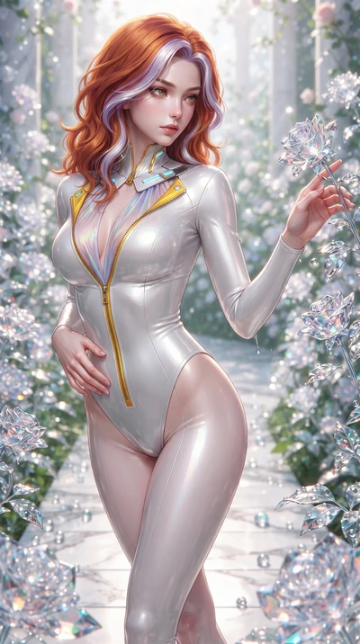 score_9, masterpiece, best quality, ultra-detailed, high-budget anime keyframe, editorial fashion photography, tasteful artistic composition, Caucasian woman. close-up cowboy shot from the waist and thighs up, the character dominates the composition,