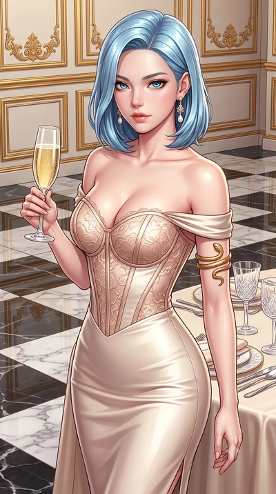 score_9, masterpiece, best quality, ultra-detailed, high-budget anime keyframe, semi-realistic 3D game render, editorial fashion photography, tasteful artistic composition, Korean woman. close-up cowboy shot from the waist and thighs up, the characte