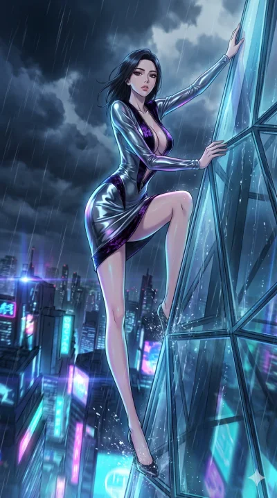 score_9, masterpiece, best quality, ultra-detailed, High-budget Anime Keyframe, vibrant colors, fluid line-art, expressive lighting, cinematic composition, Ufotable-style visual effects, top-tier animation quality, Korean woman with idol-like refined