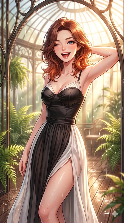 score_9, masterpiece, best quality, ultra-detailed, high-budget anime keyframe, vibrant anime aesthetic, Korean woman. close-up cowboy shot from the waist and thighs up, the character dominates the composition, filling the frame with her large presen