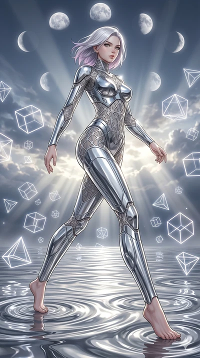 score_9, masterpiece, best quality, ultra-detailed, high-budget anime keyframe, editorial fashion photography, tasteful artistic composition, Caucasian woman, strictly human ears. low angle full-body shot from head to toe showing her feet, filling th