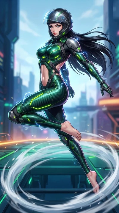 score_9, masterpiece, best quality, ultra-detailed, high-budget anime keyframe, semi-realistic 3D game render, editorial fashion photography, tasteful artistic composition, Korean woman. low angle full-body shot from head to toe showing her feet, fil