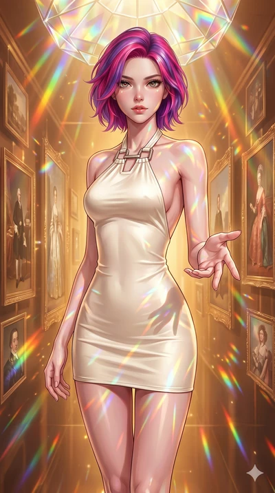 score_9, masterpiece, best quality, ultra-detailed, high-budget anime keyframe, editorial fashion photography, tasteful artistic composition, Caucasian woman, strictly human ears. cowboy shot from the thighs up, character and outfit filling the frame