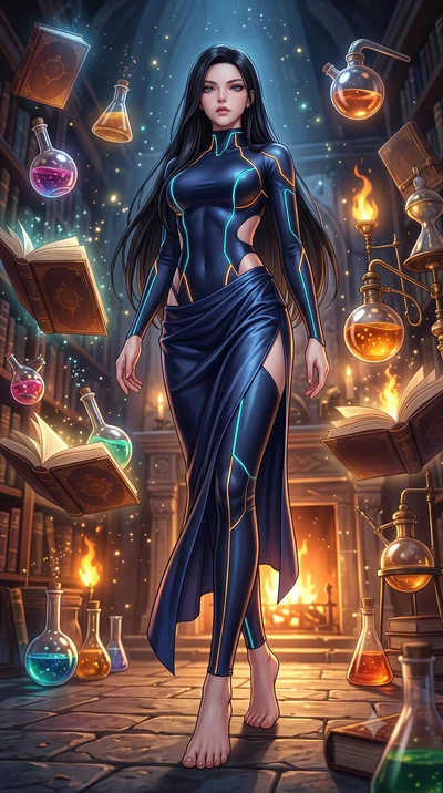 score_9, masterpiece, best quality, ultra-detailed, high-budget anime keyframe, editorial fashion photography, tasteful artistic composition, Korean woman. low angle full-body shot from head to toe showing her feet, filling the entire 9:16 vertical f