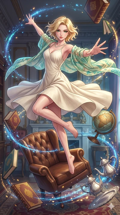 score_9, masterpiece, best quality, ultra-detailed, high-budget anime movie keyframe, cinematic anime lighting, intricate line art, Japanese woman. Mid-air action shot capturing a graceful twist and vertical silhouette. manipulating the gravity of a 