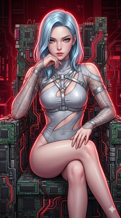 score_9, masterpiece, best quality, ultra-detailed, high-budget anime keyframe, editorial fashion photography, tasteful artistic composition, Korean woman. Upper body close-up from the thighs up, character filling the screen for maximum presence. She