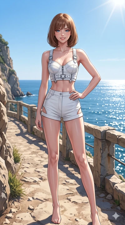 score_9, masterpiece, best quality, ultra-detailed, high-budget anime keyframe, editorial fashion photography, tasteful artistic composition, Caucasian woman, strictly human ears. cowboy shot from the thighs up, character and outfit filling the frame