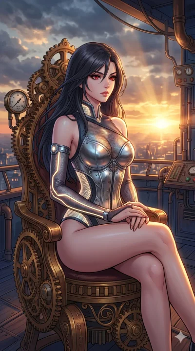 첨부의 캐릭터를 고정하여, 절대로 의상과 포즈를 동일하게 하지 말고 현재 프롬프트 기반으로 이미지를 완전히 재구성해야해. score_9, masterpiece, best quality, ultra-detailed, high-budget anime movie keyframe, cinematic anime lighting, intricate line art, Korean woman. Medium shot of upper body capturing 