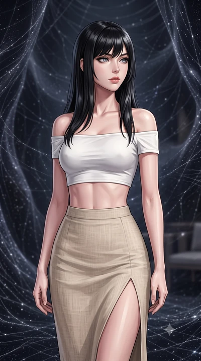 score_9, masterpiece, best quality, ultra-detailed, high-budget anime keyframe, editorial fashion photography, tasteful artistic composition, Caucasian woman, strictly human ears. close-up cowboy shot from the waist and thighs up, the character domin