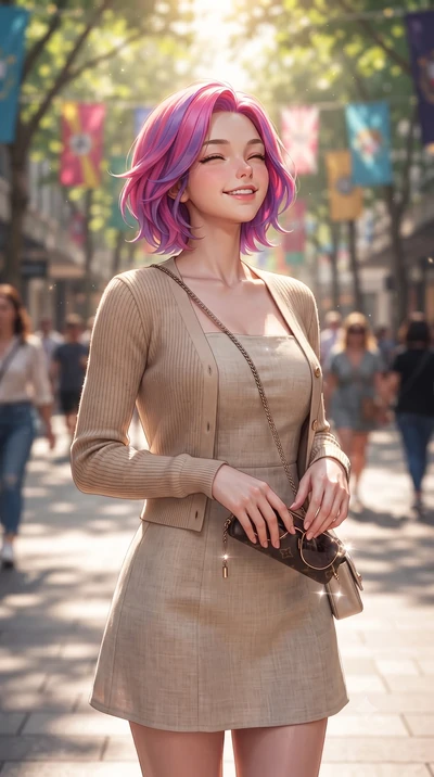 score_9, masterpiece, best quality, ultra-detailed, high-budget anime keyframe, editorial fashion photography, tasteful artistic composition, Caucasian woman. close-up cowboy shot from the waist and thighs up, the character dominates the composition,