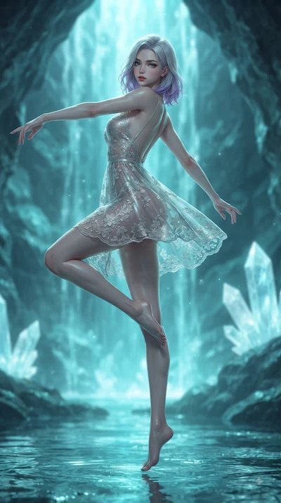 score_9, masterpiece, best quality, ultra-detailed, high-budget anime keyframe, editorial fashion photography, tasteful artistic composition, Caucasian woman woman. low angle full-body shot from head to toe showing her feet, filling the entire 9:16 v