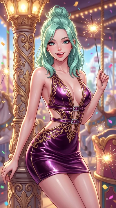 score_9, masterpiece, best quality, ultra-detailed, high-budget anime keyframe, editorial fashion photography, tasteful artistic composition, Japanese woman. close-up cowboy shot from the waist and thighs up, the character dominates the composition, 