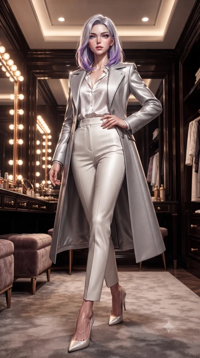 score_9, masterpiece, best quality, ultra-detailed, high-budget anime keyframe, editorial fashion photography, tasteful artistic composition, Caucasian woman. low angle full-body shot from head to toe showing her feet, filling the entire 9:16 vertica