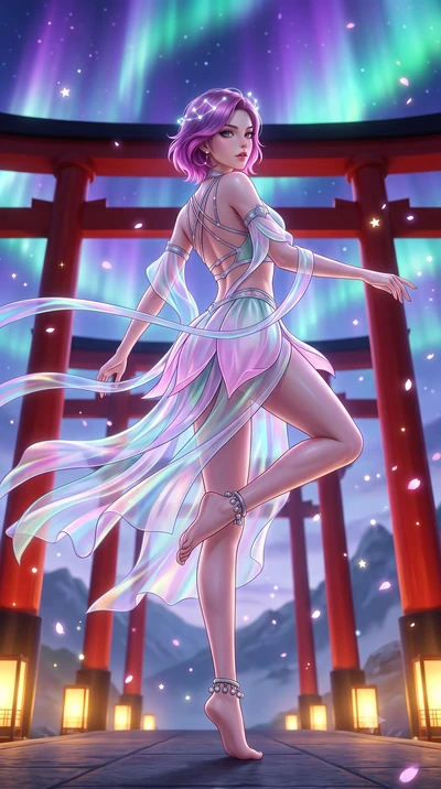 score_9, masterpiece, best quality, ultra-detailed, high-budget anime keyframe, semi-realistic 3D game render, editorial fashion photography, tasteful artistic composition, Caucasian woman. low angle full-body shot from head to toe showing her feet, 
