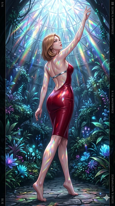 score_9, masterpiece, best quality, ultra-detailed, high-budget anime keyframe, editorial fashion photography, tasteful artistic composition, Korean woman. low angle full-body shot from head to toe showing her feet, filling the entire 9:16 vertical f