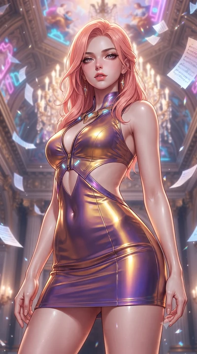 score_9, masterpiece, best quality, ultra-detailed, high-budget anime keyframe, editorial fashion photography, tasteful artistic composition, Japanese woman. close-up cowboy shot from the waist and thighs up, the character dominates the composition, 