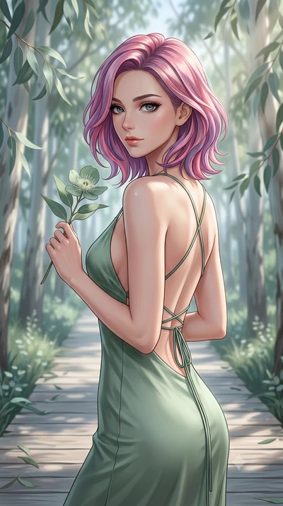 score_9, masterpiece, best quality, ultra-detailed, high-budget anime keyframe, editorial fashion photography, tasteful artistic composition, Caucasian woman woman. close-up cowboy shot from the waist and thighs up, the character dominates the compos