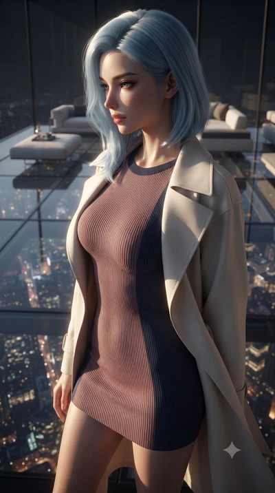score_9, masterpiece, best quality, ultra-detailed, high-budget anime keyframe, editorial fashion photography, tasteful artistic composition, Korean woman. close-up cowboy shot from the waist and thighs up, the character dominates the composition, fi
