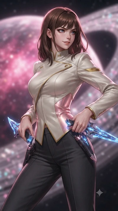 score_9, masterpiece, best quality, ultra-detailed, high-budget anime keyframe, editorial fashion photography, tasteful artistic composition, realistic cosplay photography, Korean woman. close-up cowboy shot from the waist and thighs up, the characte