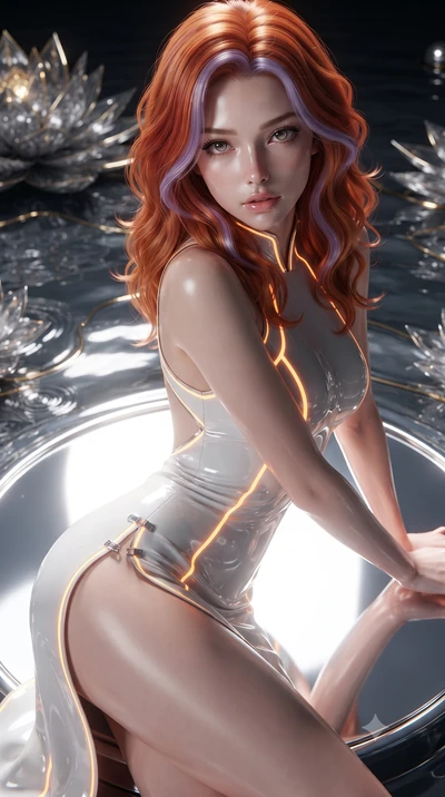score_9, masterpiece, best quality, ultra-detailed, high-budget anime keyframe, editorial fashion photography, tasteful artistic composition, Caucasian woman. close-up cowboy shot from the waist and thighs up, the character dominates the composition,