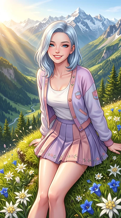 score_9, masterpiece, best quality, ultra-detailed, high-budget anime keyframe, semi-realistic 3D game render, editorial fashion photography, tasteful artistic composition, Korean woman. close-up cowboy shot from the waist and thighs up, the characte