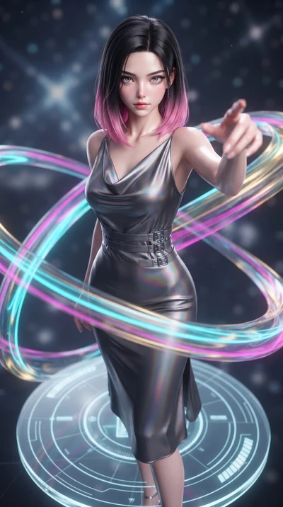 score_9, masterpiece, best quality, ultra-detailed, high-budget anime keyframe, editorial fashion photography, tasteful artistic composition, Korean woman. close-up cowboy shot from the waist and thighs up, the character dominates the composition, fi