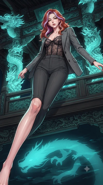 score_9, masterpiece, best quality, ultra-detailed, high-budget anime keyframe, gorgeous anime illustration, with clean line-art and distinct ink outlines, Caucasian woman, strictly human ears. low angle full-body shot from head to toe showing her fe
