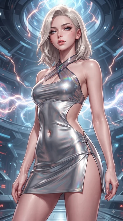 score_9, masterpiece, best quality, ultra-detailed, high-budget anime keyframe, editorial fashion photography, tasteful artistic composition, Caucasian woman. close-up cowboy shot from the waist and thighs up, the character dominates the composition,
