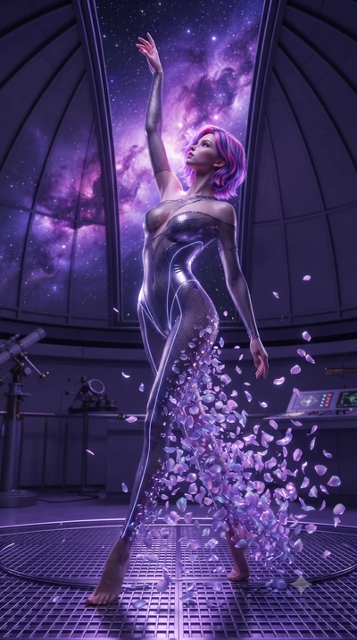 score_9, masterpiece, best quality, ultra-detailed, High-budget Anime Keyframe, editorial fashion photography, tasteful artistic composition, realistic cosplay photography, Caucasian woman, strictly human ears. Dynamic full-body shot stretching the v