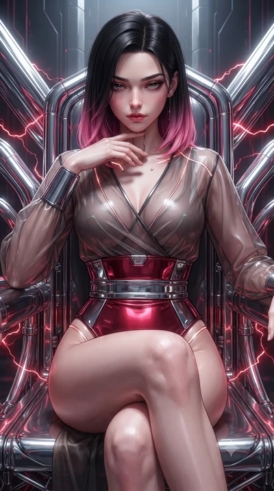 score_9, masterpiece, best quality, ultra-detailed, high-budget anime keyframe, editorial fashion photography, tasteful artistic composition, Korean woman. close-up cowboy shot from the waist and thighs up, the character dominates the composition, fi