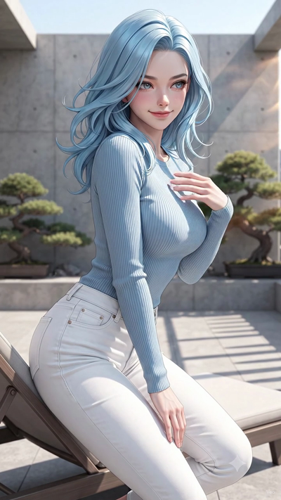 Girl blinking and smiling softly
