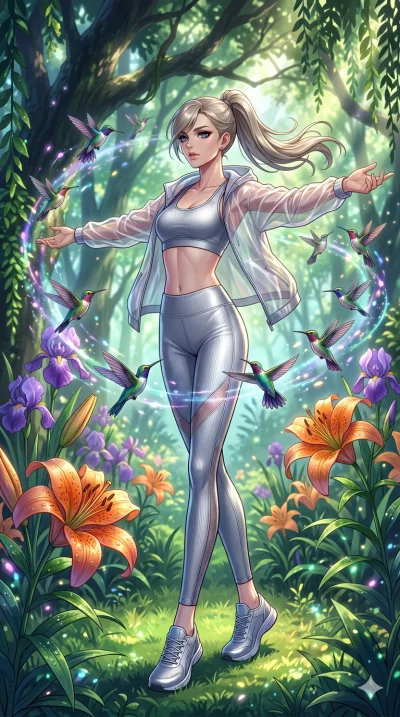 score_9, masterpiece, best quality, ultra-detailed, High-budget Anime Keyframe, beautiful Caucasian anime girl (strictly human ears). Dynamic full-body shot stretching the vertical silhouette with her statuesque presence. Summoning a swarm of humming