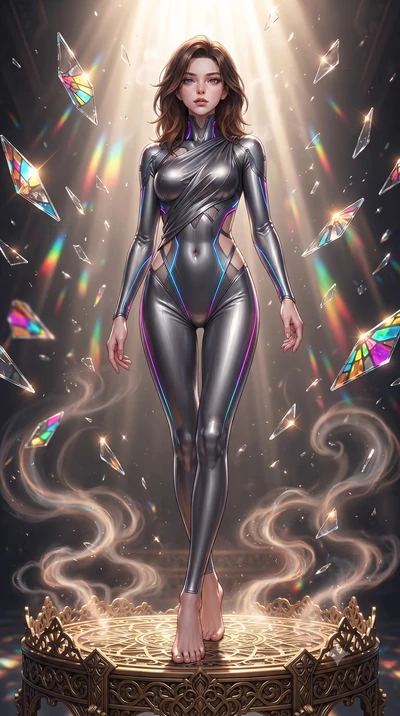 score_9, masterpiece, best quality, ultra-detailed, high-budget anime keyframe, editorial fashion photography, tasteful artistic composition, Korean woman. low angle full-body shot from head to toe showing her feet, filling the entire 9:16 vertical f