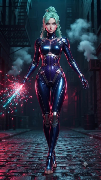 score_9, masterpiece, best quality, ultra-detailed, high-budget anime keyframe, editorial fashion photography, tasteful artistic composition, Japanese woman. low angle full-body shot from head to toe showing her feet, filling the entire 9:16 vertical