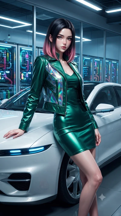 score_9, masterpiece, best quality, ultra-detailed, High-budget Anime Keyframe, editorial fashion photography, tasteful artistic composition, realistic cosplay photography, East Asian woman. Dynamic full-body shot stretching the vertical silhouette t