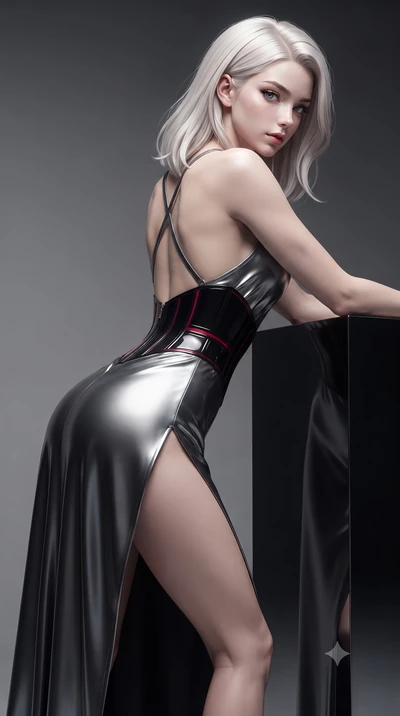 score_9, masterpiece, best quality, ultra-detailed, high-budget anime keyframe, editorial fashion photography, tasteful artistic composition, Caucasian woman. close-up cowboy shot from the waist and thighs up, the character dominates the composition,