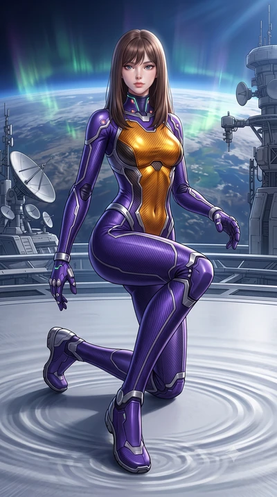 score_9, masterpiece, best quality, ultra-detailed, high-budget anime keyframe, semi-realistic 3D game render, editorial fashion photography, tasteful artistic composition, Korean woman. low angle full-body shot from head to toe showing her feet, fil