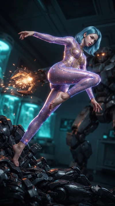 score_9, masterpiece, best quality, ultra-detailed, high-budget anime keyframe, editorial fashion photography, tasteful artistic composition, realistic cosplay photography, Korean woman. low angle full-body shot from head to toe showing her feet, fil