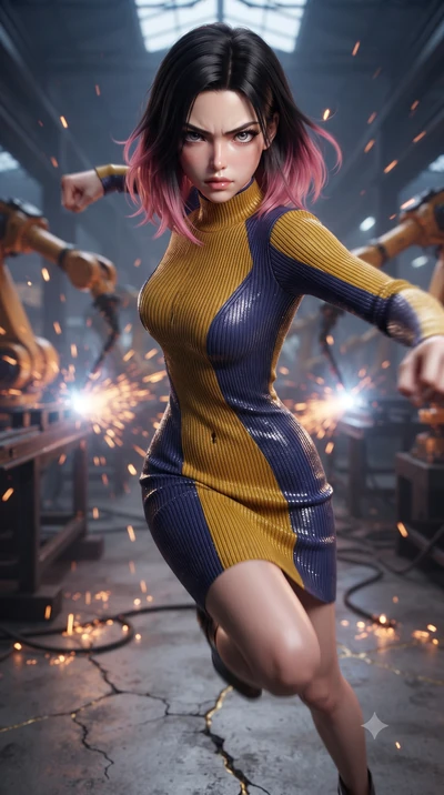 score_9, masterpiece, best quality, ultra-detailed, high-budget anime keyframe, editorial fashion photography, tasteful artistic composition, realistic cosplay photography, Korean woman. close-up cowboy shot from the waist and thighs up, the characte