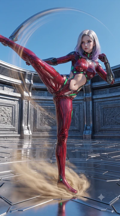 score_9, masterpiece, best quality, ultra-detailed, high-budget anime keyframe, editorial fashion photography, tasteful artistic composition, Caucasian woman. low angle full-body shot from head to toe showing her feet, filling the entire 9:16 vertica