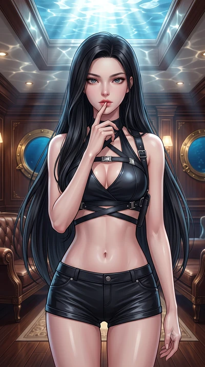 score_9, masterpiece, best quality, ultra-detailed, high-budget anime keyframe, editorial fashion photography, tasteful artistic composition, Korean woman. close-up cowboy shot from the waist and thighs up, the character dominates the composition, fi