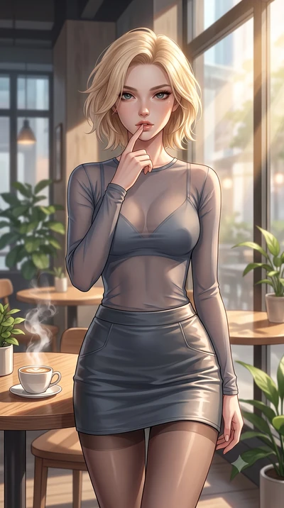 score_9, masterpiece, best quality, ultra-detailed, high-budget anime keyframe, editorial fashion photography, tasteful artistic composition, Caucasian woman woman. close-up cowboy shot from the waist and thighs up, the character dominates the compos