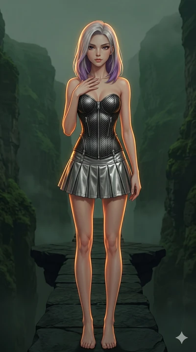 score_9, masterpiece, best quality, ultra-detailed, high-budget anime keyframe, editorial fashion photography, tasteful artistic composition, Caucasian woman, strictly human ears. cowboy shot from the thighs up, character and outfit filling the frame